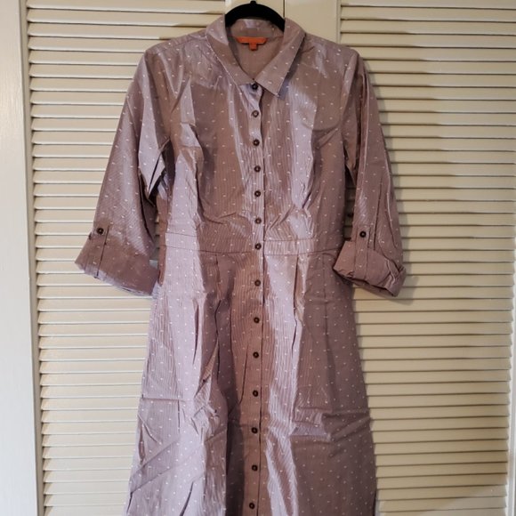 Modcloth Dresses & Skirts - Modcloth Burgundy/White Striped Button Up Dress